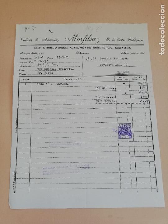 Old Invoices: FACTURA. TALLERES DE ARTESANIA MARFILSA. SALAMANCA, 1961.