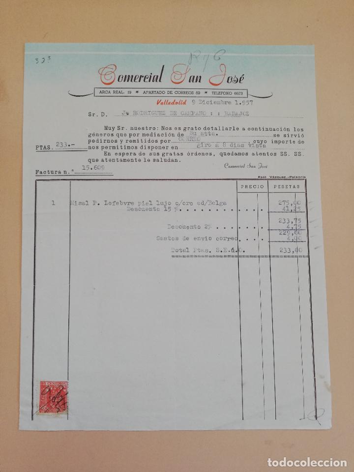 Alte Rechnungen: FACTURA. COMERCIAL SAN JOSE. VALLADOLID, 1957.