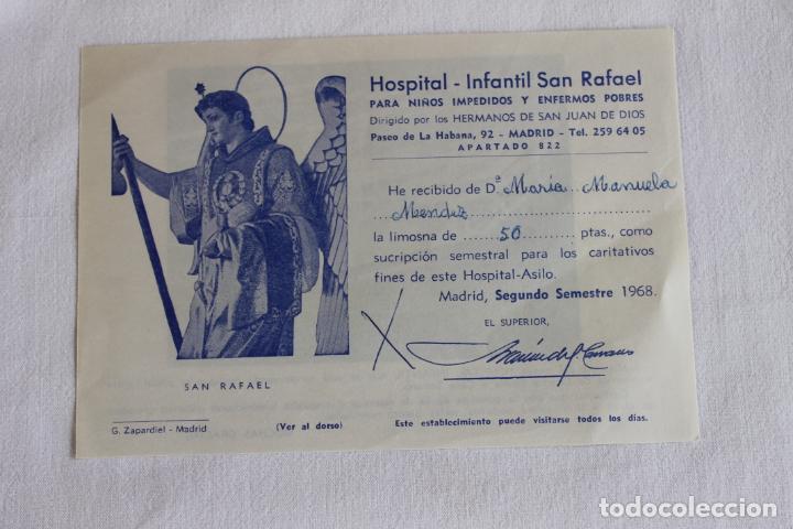 Alte Rechnungen: RECIBO HOSPITAL INFANTIL SAN RAFAEL MADRID 1968