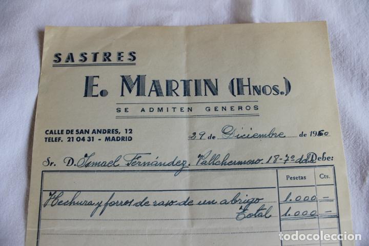 Facturas antiguas: SASTRES E. MARTIN HERMANOS MADRID, 1960 - Foto 2