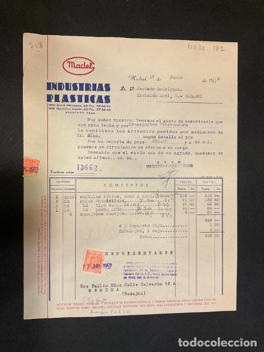 Alte Rechnungen: FACTURA. INDUSTRIAS PLASTICAS. MADEL. MADRID 1952.