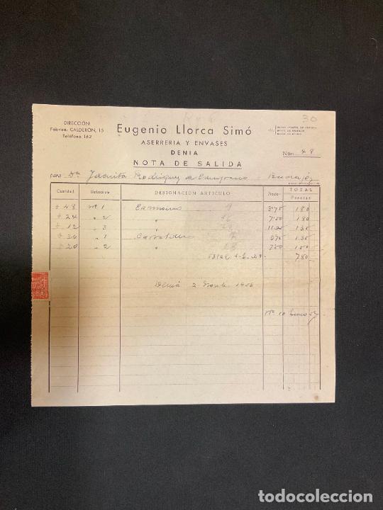 Factures anciennes: FACTURA. EUGENIO LLORCA SIMO. ASERRERIA Y ENVASES. DENIA. 1956. CAMIONES. CARRETILLAS.