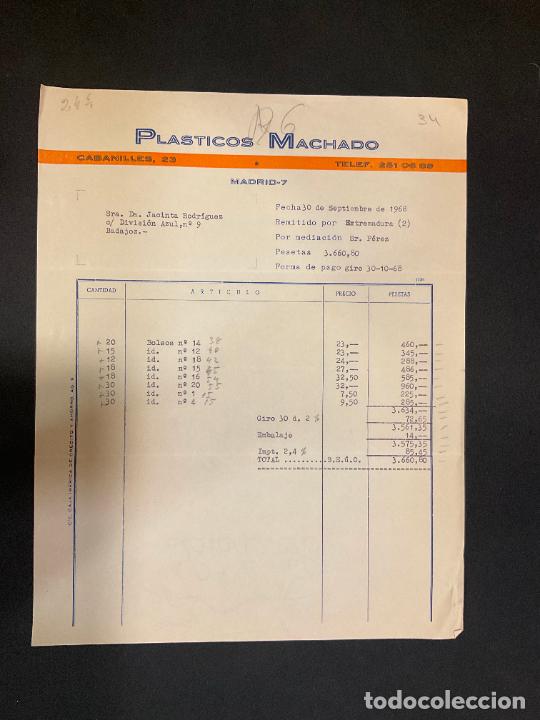 Factures anciennes: FACTURA. PLASTICOS MACHADO. MADRID. 1968. BOLSOS.