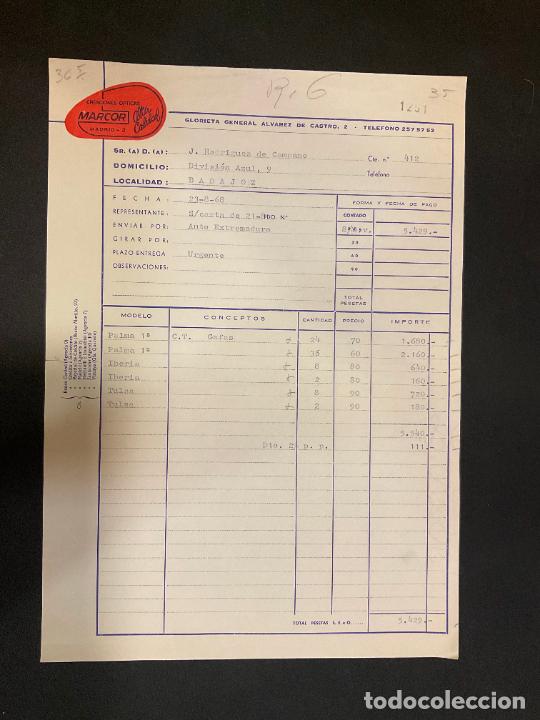 Factures anciennes: FACTURA. MARCOR. CREACIONES OPTICAS. ALTA CALIDAD. MADRID. 1968