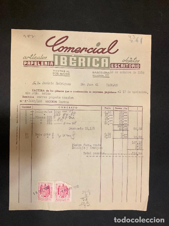 Factures anciennes: FACTURA. COMERCIAL IBERICA. PAPELERIA. ESCRITORIO. BARCELONA 1950