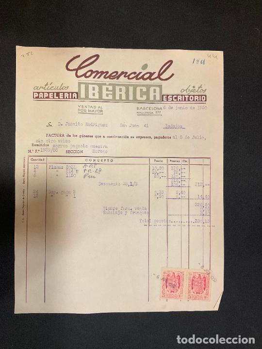 Factures anciennes: FACTURA. COMERCIAL IBERICA. PAPELERIA. ESCRITORIO. BARCELONA 1950