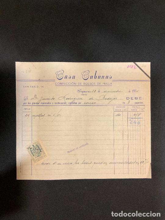 Old Invoices: FACTURA. CASA CABANAS. CONFECCION DE BOLSOS DE MALLA. FIGUERAS. GIRONA. 1950