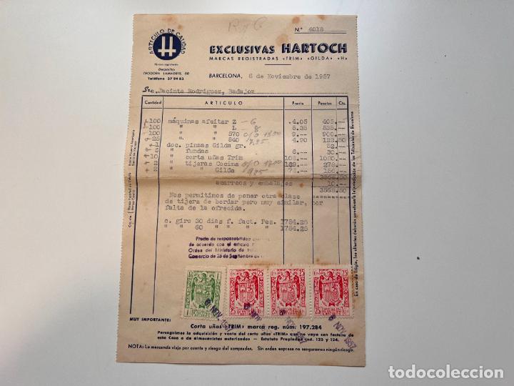 Facturas antiguas: FACTURA. EXCLUSIVAS HARTOCH. FABRICACION DE INSTRUMENTOS DE MANICURA. BARCELONA, 1957