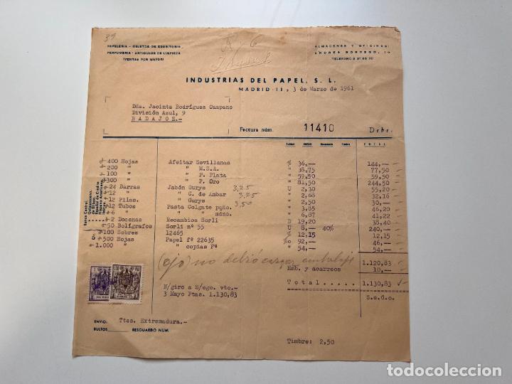Facturas antiguas: FACTURA. INDUSTRIAS DEL PAPEL S.L. MADRID, 1961