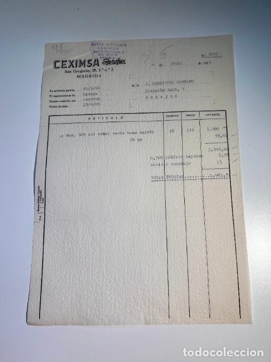Facturas antiguas: FACTURA. CEXIMSA SFEROFLEX. MADRID, 1966