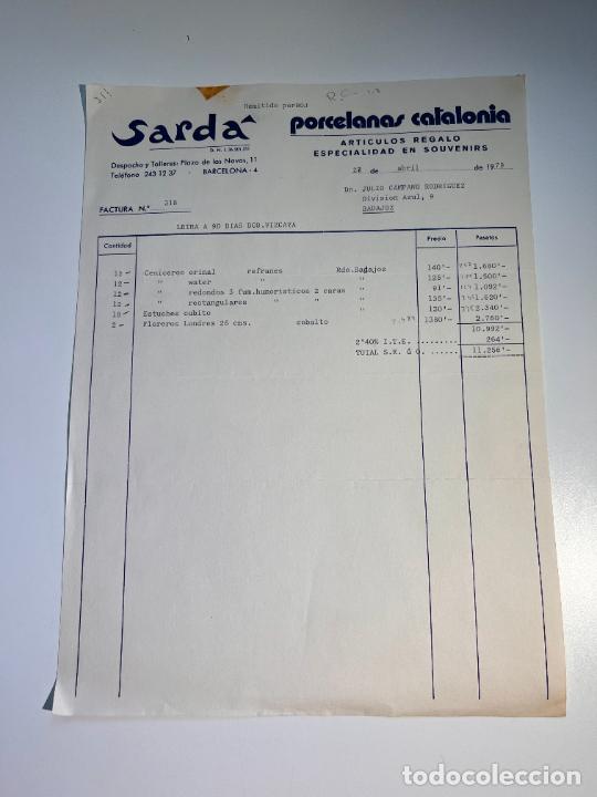 Facturas antiguas: FACTURA. SARD&Aacute;. PORCELANAS CATALONIA. ARTICULOS DE REGALO. BARCELONA, 1979