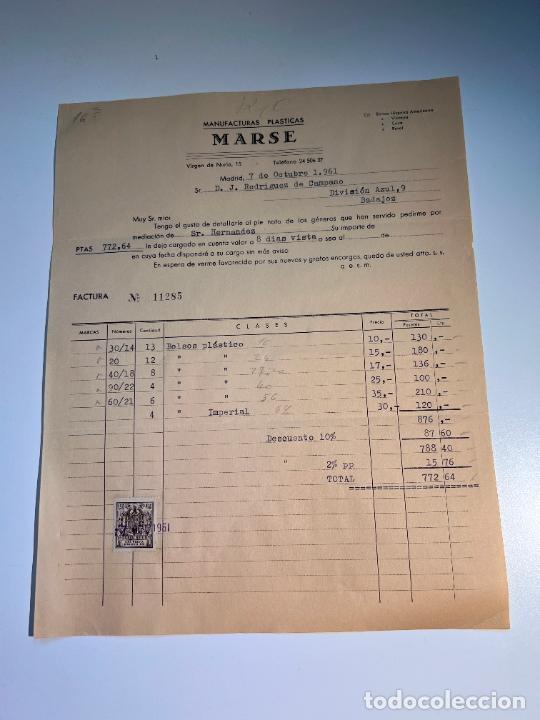 Old Invoices: FACTURA. MANUFACTURAS PLASTICAS MARSE. MADRID, 1961
