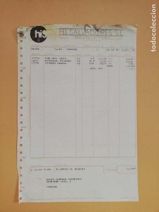 Facturas antiguas: FACTURA. H. I. SALVADORES, S.L. MANUFACTURAS DE MARROQUINERIA. ASTORGA, LEON, 1978.