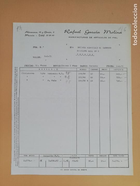 Facturas antiguas: FACTURA. BARATIJAS GONZALBO. PLASTICOS INYECTADOS Y MANUFACTURADOS. VALENCIA, 1966.