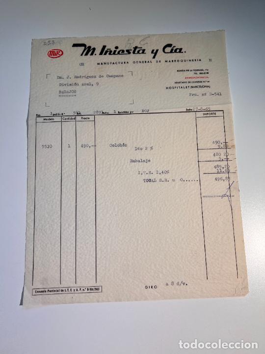 Factures anciennes: FACTURA. M. I&Ntilde;IESTA Y C&Iacute;A. MANUFACTURA GENERAL DE MARROQUINERIA. HOSPITALET - BARCELONA, 1965