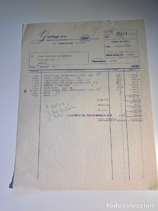 Facturas antiguas: FACTURA. GARBEP, S.A. BARCELONA 1965