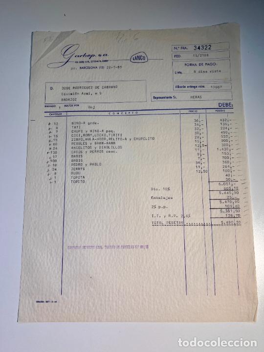 Facturas antiguas: FACTURA. GARBEP, S.A. BARCELONA 1965