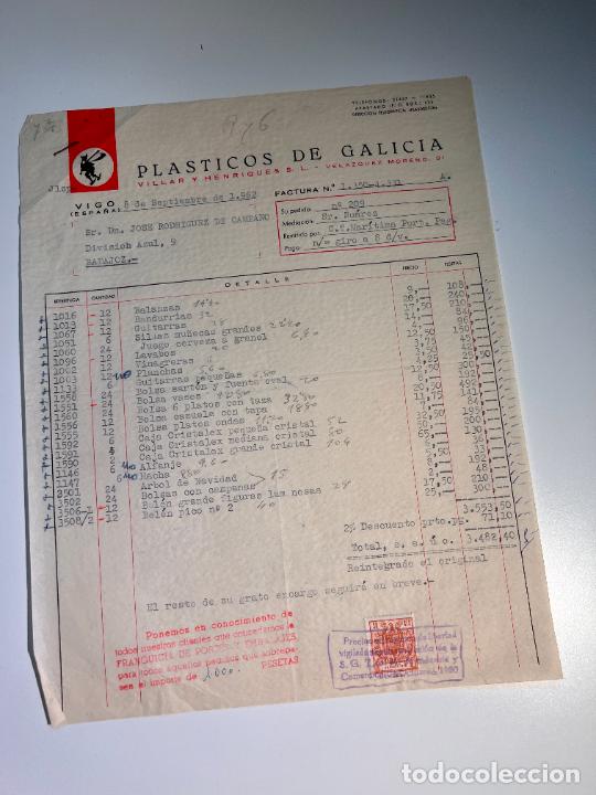 Facturas antiguas: FACTURA. PLASTICOS DE GALICIA. VIGO, 1962