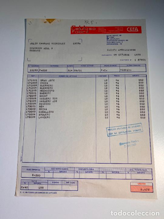 Alte Rechnungen: FACTURA. CELULOSA FABRIL. CEFA. ZARAGOZA, 1978