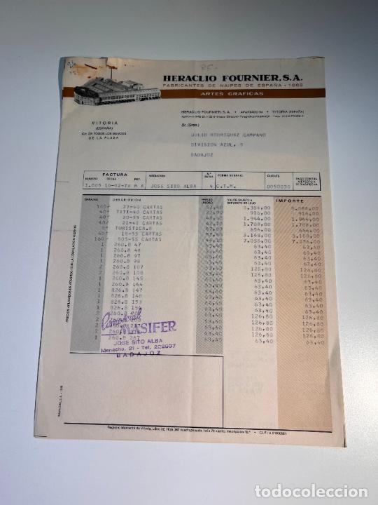 Facturas antiguas: FACTURA. HERACLIO FOURNIER, S.A. FABRICANTES DE NAIPES DE ESPA&Ntilde;A. VITORIA, 1978