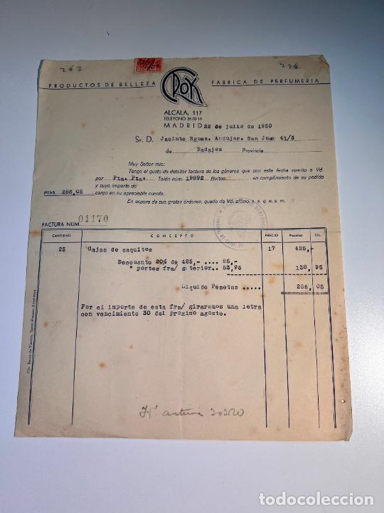 Facturas antiguas: FACTURA. CROK. PRODUCTOS DE BELLEZA. FABRICA DE PERFUMERIA. MADRID, 1950