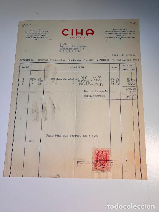 Facturas antiguas: FACTURA. CIHA LIMITADA. LA CORU&Ntilde;A, 1953 - Foto 1