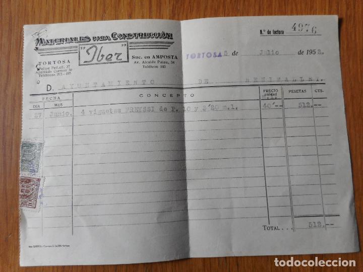 Factures anciennes: ANTIGUA FACTURA IBER MATERIALES CONSTRUCCION TORTOSA TARRAGONA 1952
