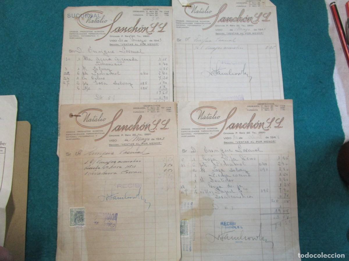 Factures anciennes: VIGO 1944 - 4 FACTURAS DE ' NATALIO SANCHON ' EN POLICARPO SANZ 22 - DROGUERIA - A UN CLIENTE.