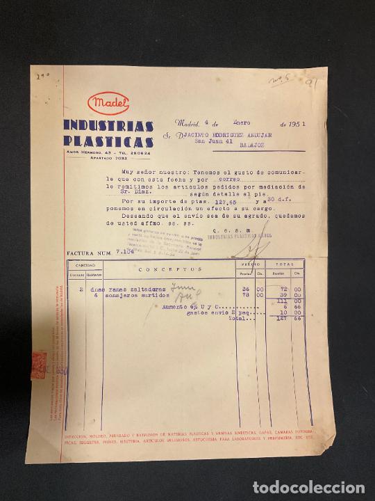 Factures anciennes: FACTURA. MADEL. INDUSTRIAS PLASTICAS. MADRID 1951