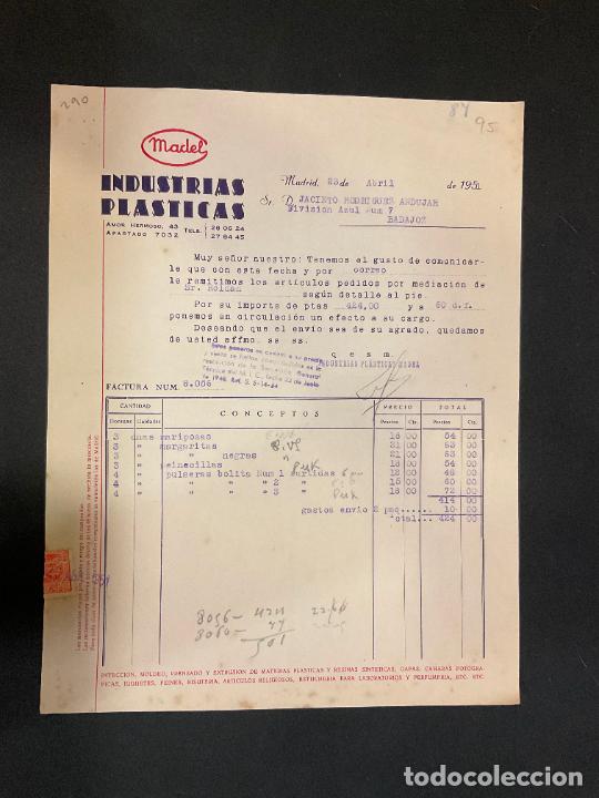 Factures anciennes: FACTURA. MADEL. INDUSTRIAS PLASTICAS. MADRID 1951