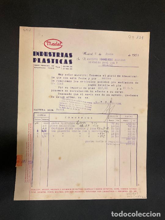 Factures anciennes: FACTURA. MADEL. INDUSTRIAS PLASTICAS. MADRID 1951