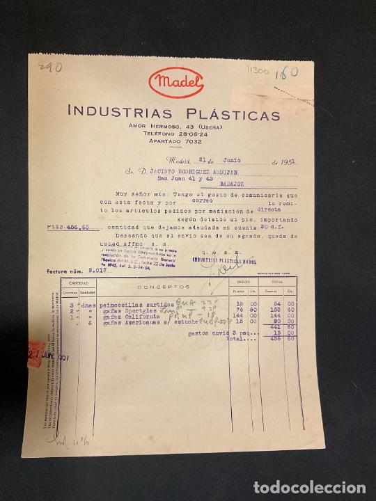 Factures anciennes: FACTURA. MADEL. INDUSTRIAS PLASTICAS. MADRID 1951