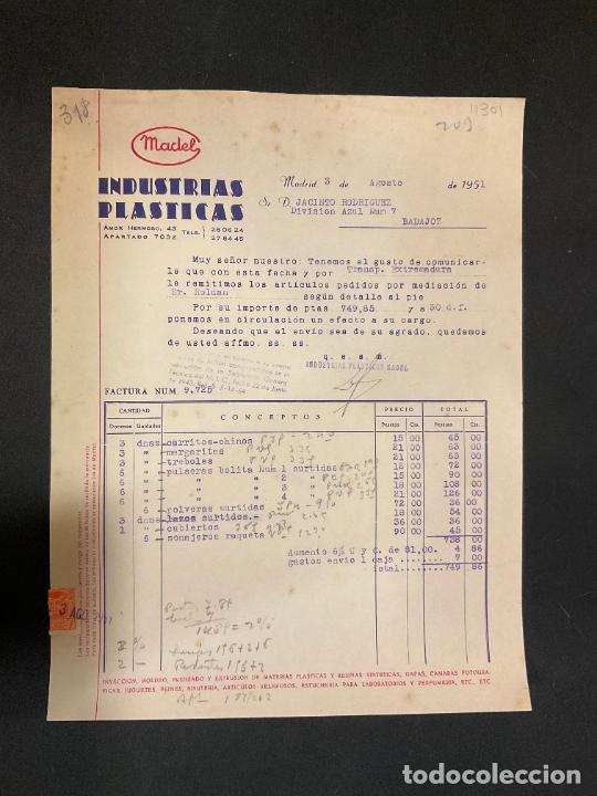 Factures anciennes: FACTURA. MADEL. INDUSTRIAS PLASTICAS. MADRID 1951