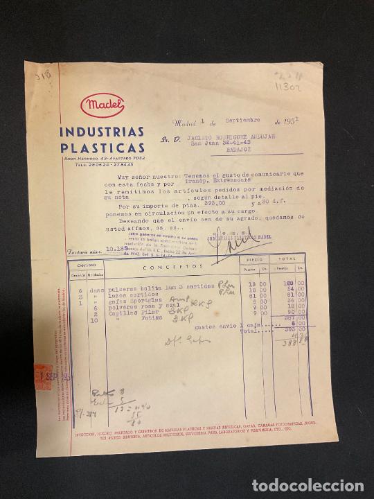 Factures anciennes: FACTURA. MADEL. INDUSTRIAS PLASTICAS. MADRID 1951