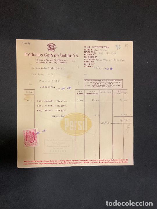 Facturas antiguas: FACTURA. PRODUCTOS GOTA DE AMBAR. DETERGENTES. BARCELONA 1951