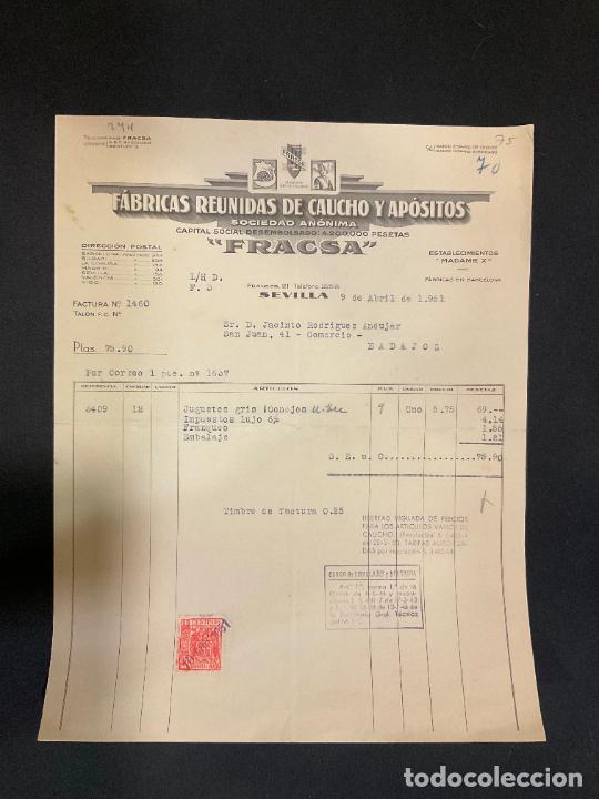 Factures anciennes: FACTURA. FABRICAS REUNIDAS DE CAUCHO Y APOSITOS. FRACSA. SEVILLA 1951