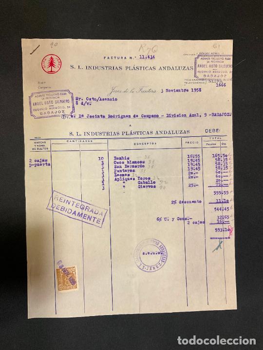 Factures anciennes: FACTURA. S. L. INDUSTRIAS PLASTICAS ANDALUZAS. JEREZ DE LA FRONTERA 1958