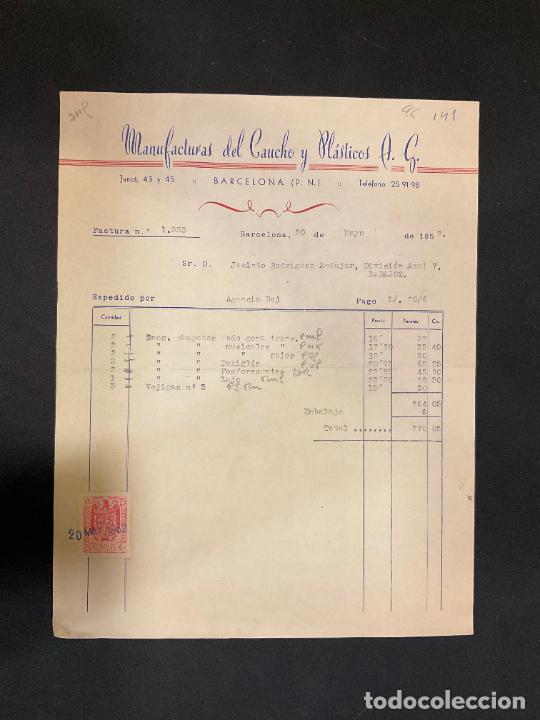 Factures anciennes: FACTURA. MANUFACTURAS DEL CAUCHO Y PLASTICOS. BARCELONA 1952.