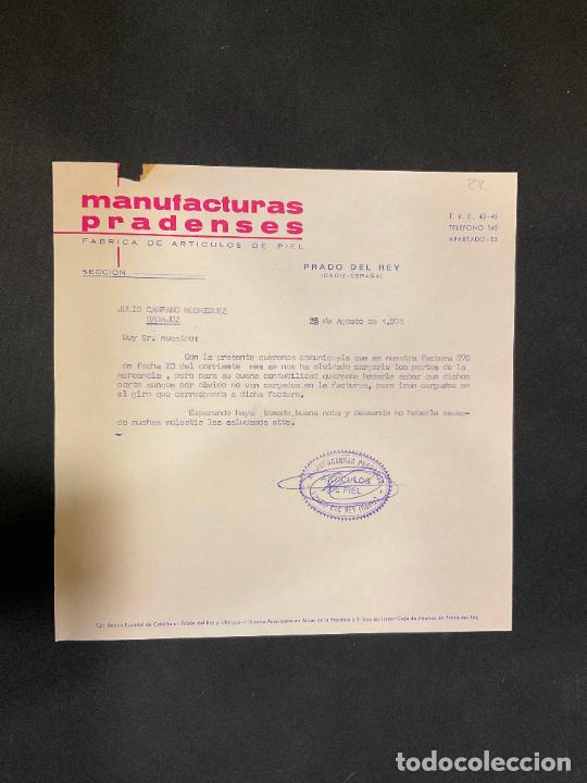 Factures anciennes: CARTA COMERCIAL. MANUFACTURAS PRADENSES. PRADO DEL REY. CADIZ. 1978. ARTICULOS DE PIEL
