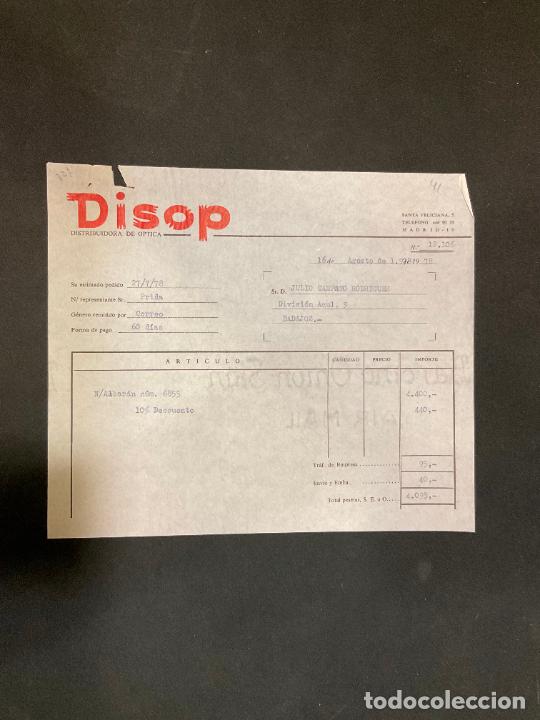 Factures anciennes: FACTURA. DISOP. DISTRIBUIDORA DE OPTICA. MADRID 1978.