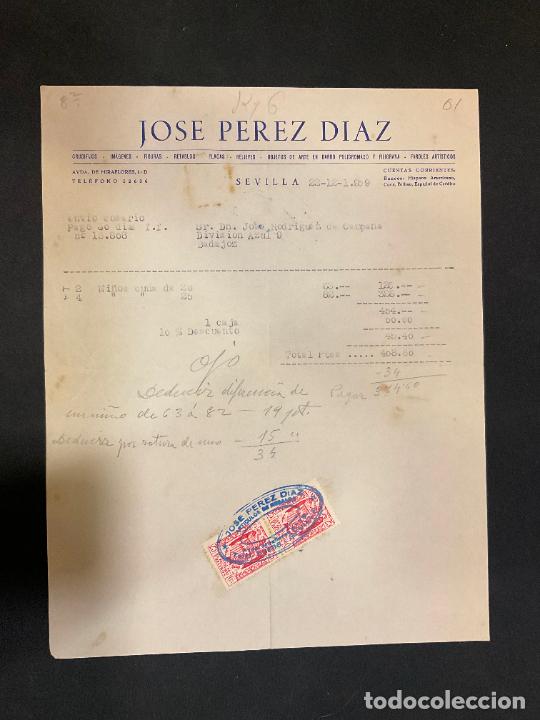 Old Invoices: FACTURA. JOSE PEREZ DIAZ. SEVILLA 1959. CRUCIFIJOS IMAGENES FIGURAS RETABLOS.