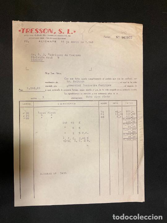 Old Invoices: FACTURA. TRESSON. ALICANTE 1968. TOROS FLOCK.