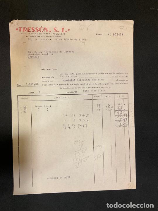 Old Invoices: FACTURA. TRESSON. ALICANTE 1968. TOROS FLOCK.