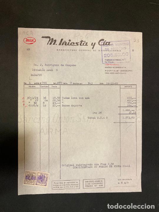 Old Invoices: FACTURA. M. I&Ntilde;IESTA Y CIA. MIK. MANUFACTURA GENERAL DE MARROQUINERIA. HOSPITALET BARCELONA 1962