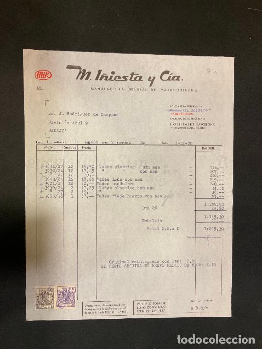 Old Invoices: FACTURA. M. I&Ntilde;IESTA Y CIA. MIK. MANUFACTURA GENERAL DE MARROQUINERIA. HOSPITALET BARCELONA 1962