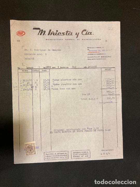 Old Invoices: FACTURA. M. I&Ntilde;IESTA Y CIA. MIK. MANUFACTURA GENERAL DE MARROQUINERIA. HOSPITALET BARCELONA 1962