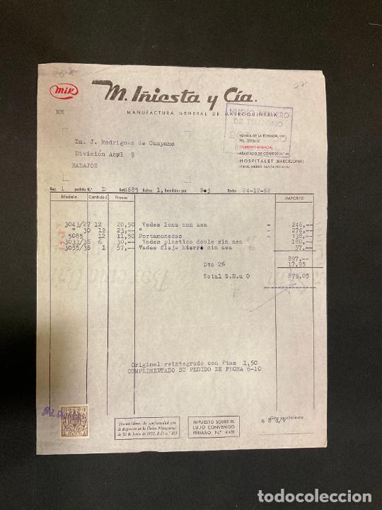 Old Invoices: FACTURA. M. I&Ntilde;IESTA Y CIA. MIK. MANUFACTURA GENERAL DE MARROQUINERIA. HOSPITALET BARCELONA 1962