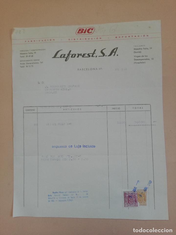 Facturas antiguas: FACTURA. BIC. FABRICACION-DISTRIBUCION-EXPORTACION. LAFOREST, S.A. BARCELONA. 1960.