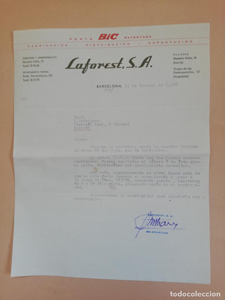 Facturas antiguas: FACTURA. BIC. FABRICACION-DISTRIBUCION-EXPORTACION. LAFOREST, S.A. BARCELONA. 1960.