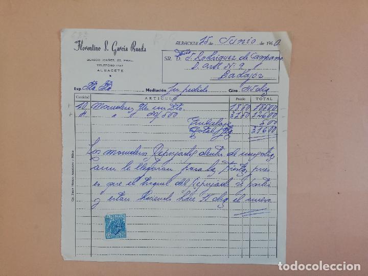 Old Invoices: FACTURA. FLORENTINO S. GARCIA RUEDA. ALBACETE. 1960.